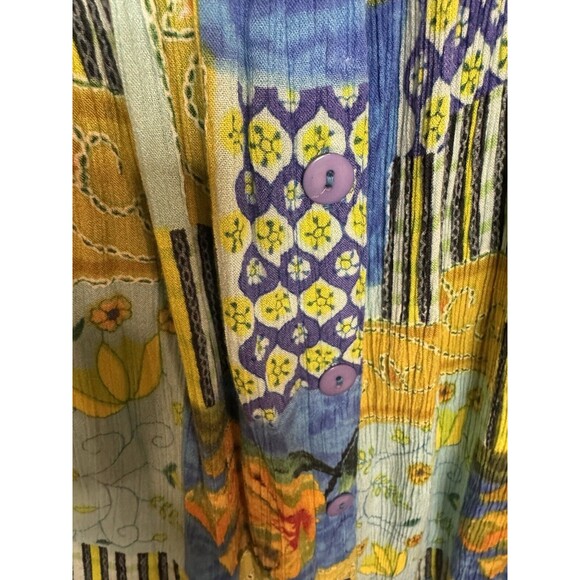 Vintage Bila California  Maxi Dress Women's Patchwork Blue Sunflower M 90s Boho - Picture 4 of 8